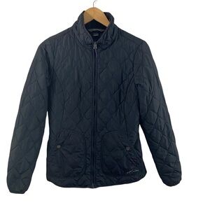 Eddie Bauer Black Quilted Full Zip Lightweight Womens Jacket Sz S